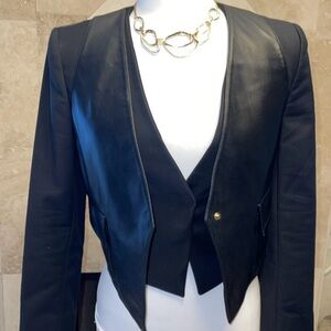 GIANNI VERSACE Leather Top Vest Jacket SZ40 Italy 6 USA Bolero 90s woman’s black